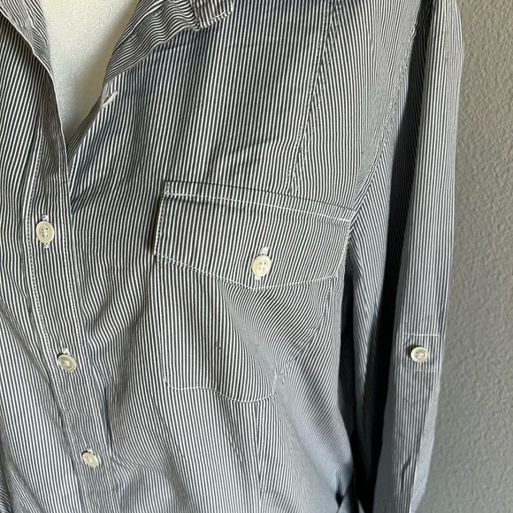 Lands’ End: NEW Women Blue and White Stripe Button Down Shirt Dress. Size 14 - Picture 5 of 10